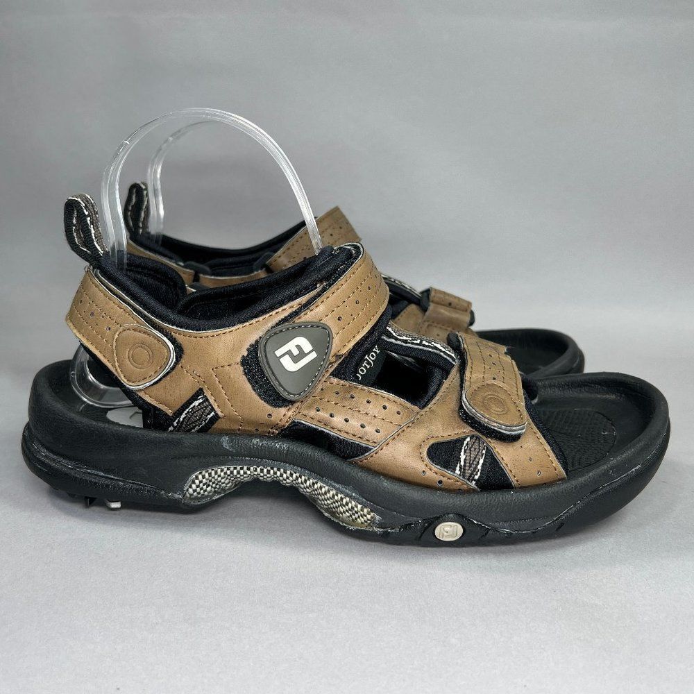 Footjoy Golf Sandals Men's Size 7 Greenjoys Brown Leather Adjustable Performance